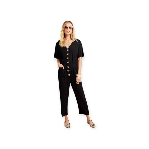 Anthropologie Dolan black Tami tencel cropped jumpsuit size XS EUC - Picture 15 of 15